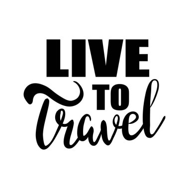 Vektör çizimi. Beyaz arkaplanda Seyahat 'in klasik el yazısı.