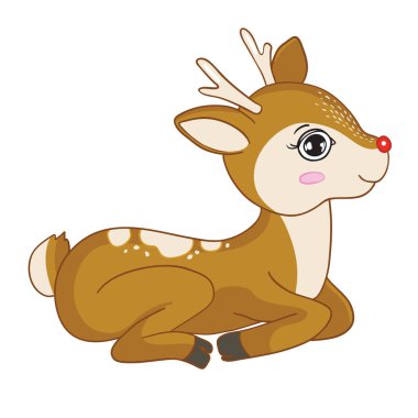 Sevimli, komik bir geyiğin el çizimi çizimi. Beyaz arkaplandaki izole nesneler. Düz dizayn. Çocuk baskısı konsepti. Bir orman hayvanı..