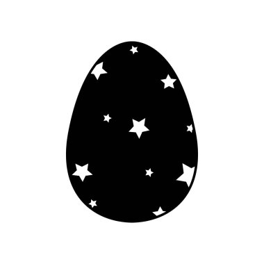 Paskalya yumurtası simgesi parıltılı, basit paskalya yumurtası geleneksel dalgalı çizgi sembollü vektör işareti, beyaz arkaplanda düz siyah siluet