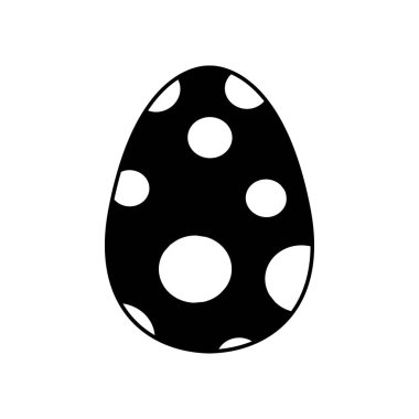 Paskalya yumurtası simgesi parıltılı, basit paskalya yumurtası geleneksel dalgalı çizgi sembollü vektör işareti, beyaz arkaplanda düz siyah siluet