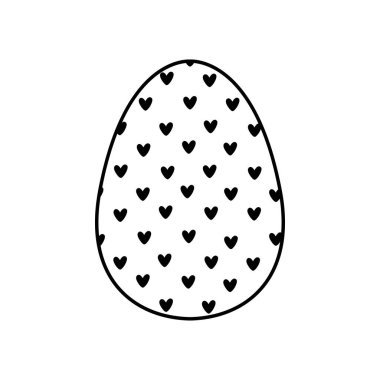 Paskalya yumurtası simgesi parıltılı, basit paskalya yumurtası geleneksel dalgalı çizgi sembollü vektör işareti, beyaz arkaplanda düz siyah siluet