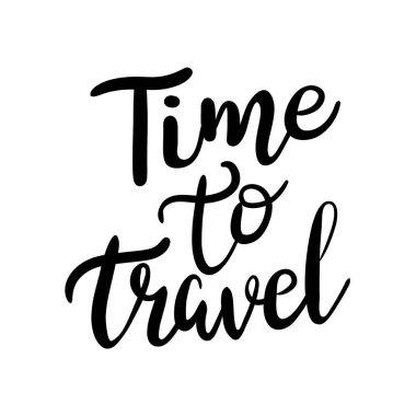 Vektör çizimi. Beyaz arkaplanda Seyahat 'in klasik el yazısı.