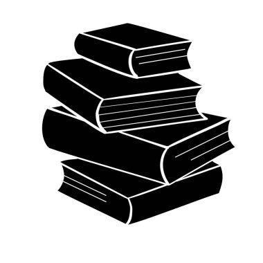 Kitap beyaz bir arka planda izole edilmiş bir siluet. Antika bir oymacılığın sanatsal tarzında elle çizilmiş bir resim. Vektör, resimleme