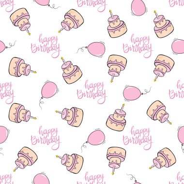 Hediyeli, balonlu kusursuz doğum günü kızı. Vektör İllüstrasyonu