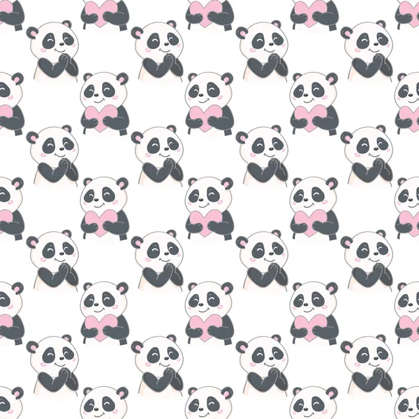 Lindo Vector Ilustración Panda Panda Bebé Sin Costuras Patrón Diseño — Vector de stock