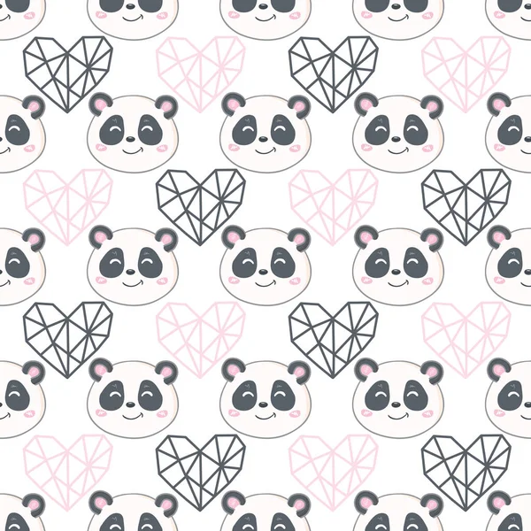 Lindo Vector Ilustración Panda Panda Bebé Sin Costuras Patrón Diseño — Vector de stock