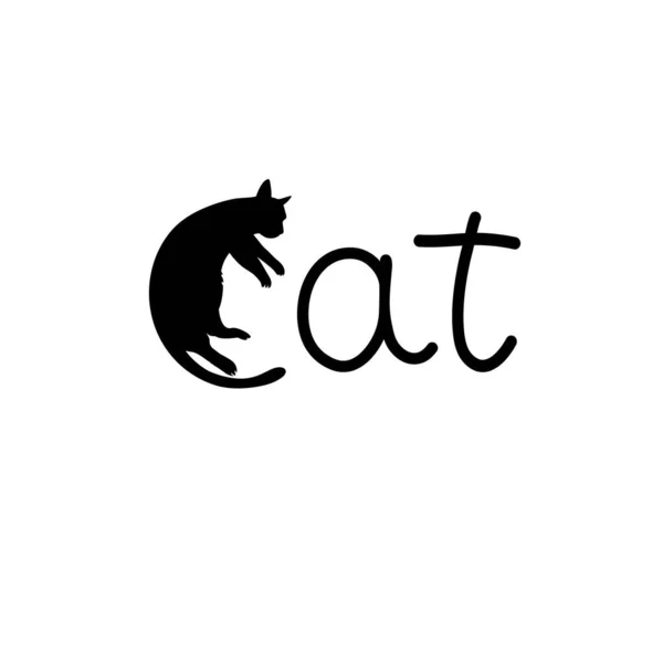 Logo Cat Letter Made Cat Vector Design Logo Trendy Doodle — Stock Vector