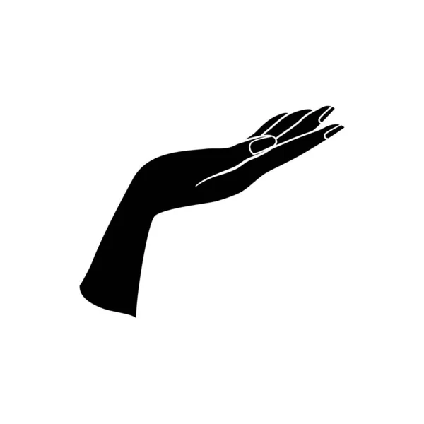 Silueta Vectorial Una Mano Sobre Fondo Blanco — Vector de stock