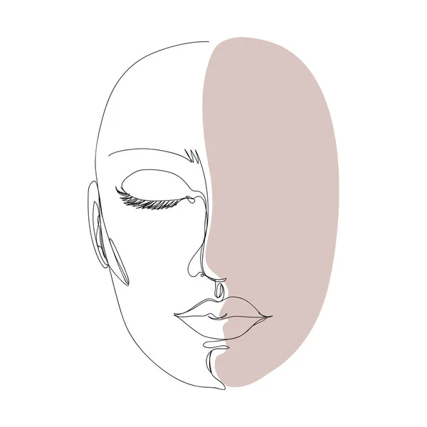 Abstraktní Minimalistický Lineární Nákres Ženská Tvář Vektorový Ručně Kreslený Obrázek — Stockový vektor