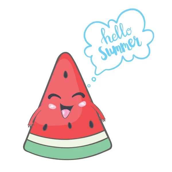 Happy Smilling Cute Watermelon Vector Modern Flat Style Cartoon Character — Stock Vector