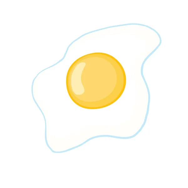 Fried Egg Isolated White Background Flat Fried Egg Icon Fried — Stock Vector