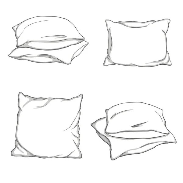Set Hand Drawn Sketch Style Pillows One Two Stack Four — Stock Vector