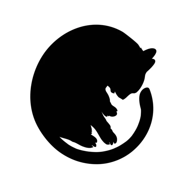 Silhouette Noire Chat Logo Animal Sur Fond Blanc Illustration Vectorielle — Image vectorielle