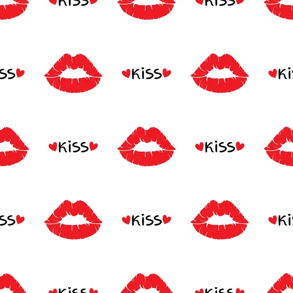 Modello Labbro Bacio Senza Cuciture Sfondo Bianco Illustrazione Vettoriale — Vettoriale Stock