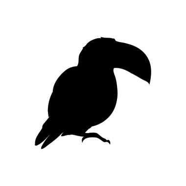 Beyaz arka planda izole edilmiş bir Toucan siluetinin vektör çizimi. Tucan 'ın yan görünüm profili.