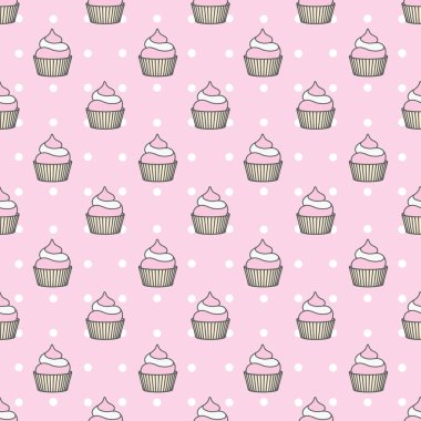 Güzel desen. Pasta ve kek kutlaması için kusursuz bir altyapı. Vektör illüstrasyonu