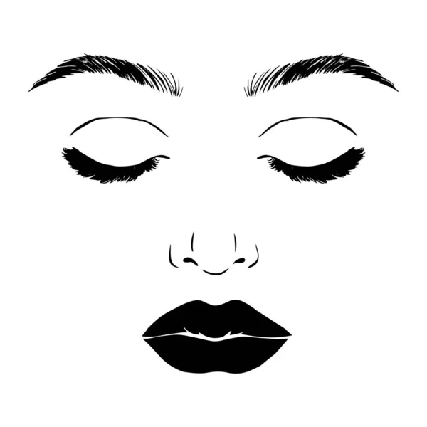 Cara Mujer Concepto Belleza Pestañas Labios Maquillaje Ilustración Vectorial — Vector de stock