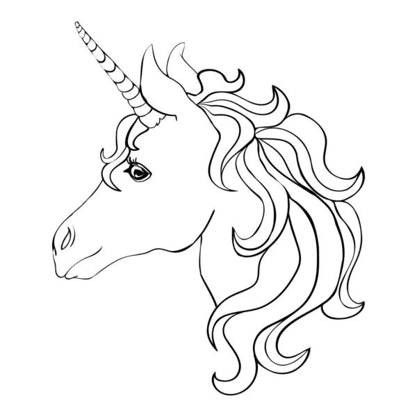 Unicorn Hand Drawn Vector Linen Illustration Logotype Coloring Book Greeting — Stock Vector