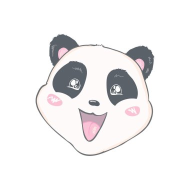 Şirin panda karakter vektör tasarımı, tebrik kartı, çizgi film çizimi