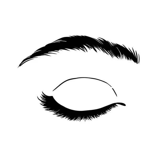 Isolé Yeux Féminins Noirs Blancs Icône Maquillage Illustration Dessinée Main — Image vectorielle