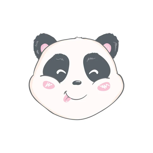Design Vetor Personagem Panda Bonito Cartão Saudação Desenho Animado Mão — Vetor de Stock