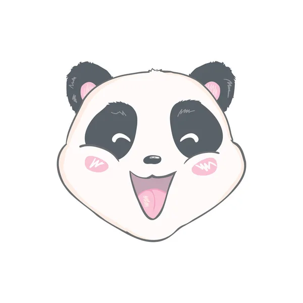 Design Vetor Personagem Panda Bonito Cartão Saudação Desenho Animado Mão — Vetor de Stock