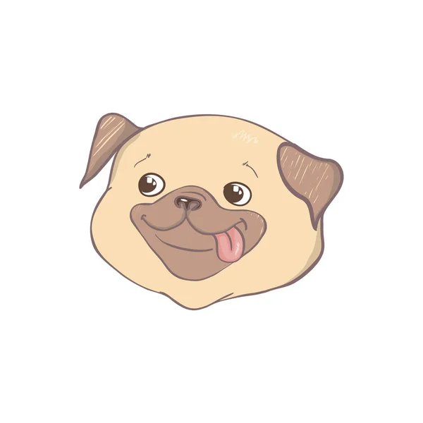 Retrato Del Gracioso Perro Pug Tarjeta Humor Composición Camiseta Impresión — Vector de stock