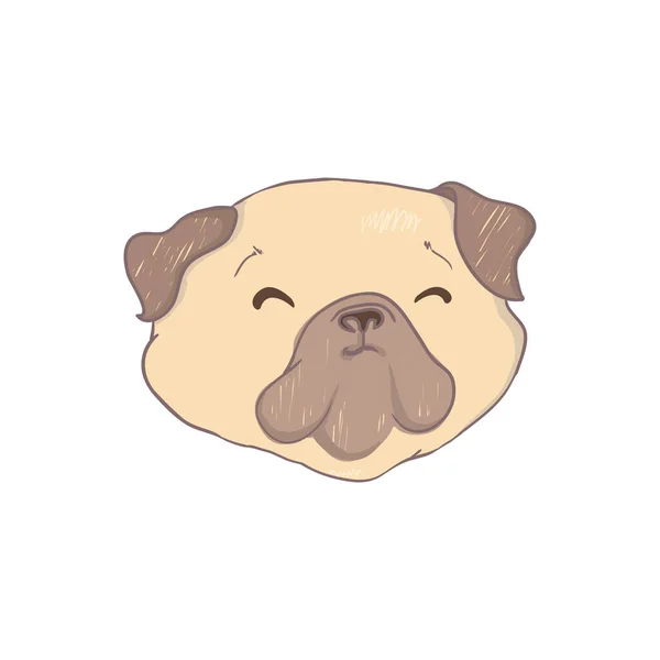 Portrait Funny Pug Dog Humor Card Shirt Composition Hand Drawn — Stock Vector