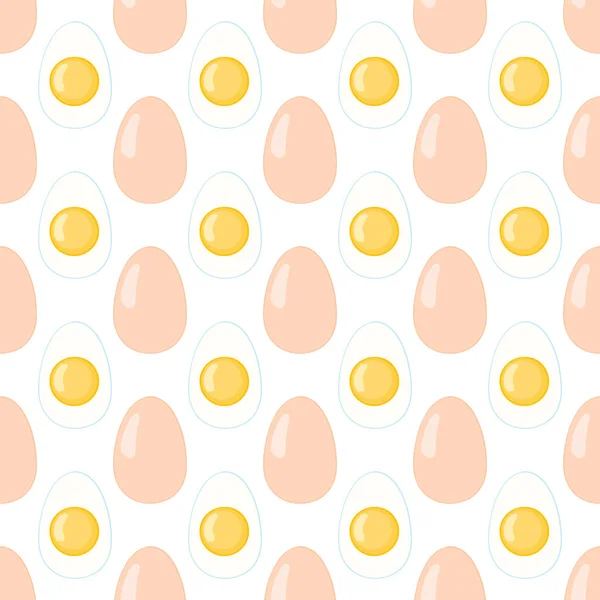 Rozbite Jajka Bez Szwu Jajecznica Bezszwowym Wzorem Jajecznica Izolowana Żółtym — Wektor stockowy