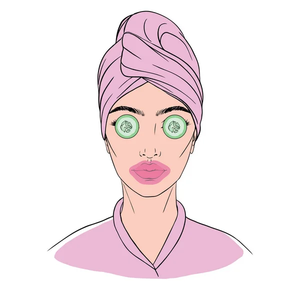 Face Mask Sheet Skin Care Icon Beauty Skin Woman Face — Vetor de Stock