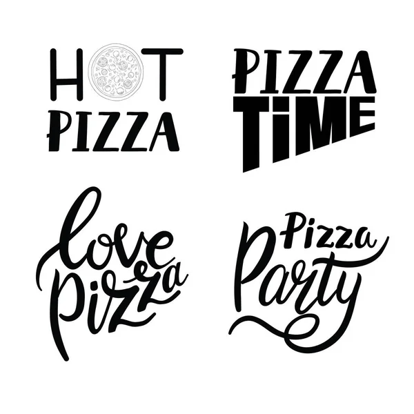 Cytaty Pizzy Włoska Pizza Cytaty Fast Foodów Etykiety Menu Pizzerii — Wektor stockowy