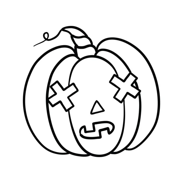 Abóbora Halloween Conceito Vetorial Estilo Doodle Sketch Ilustração Desenhada Mão — Vetor de Stock