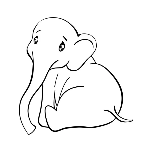 Desenho Desenho Animado Elefante Doodle Ilustração Vetor Elefante Vector Bonito —  Vetores de Stock