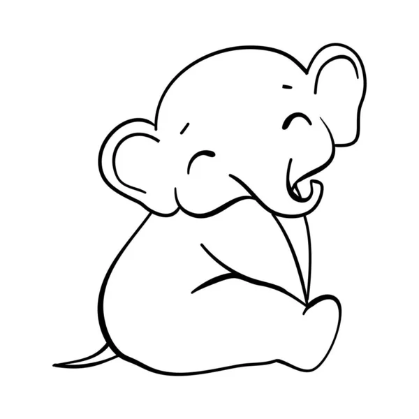 Desenho Desenho Animado Elefante Doodle Ilustração Vetor Elefante Vector Bonito —  Vetores de Stock