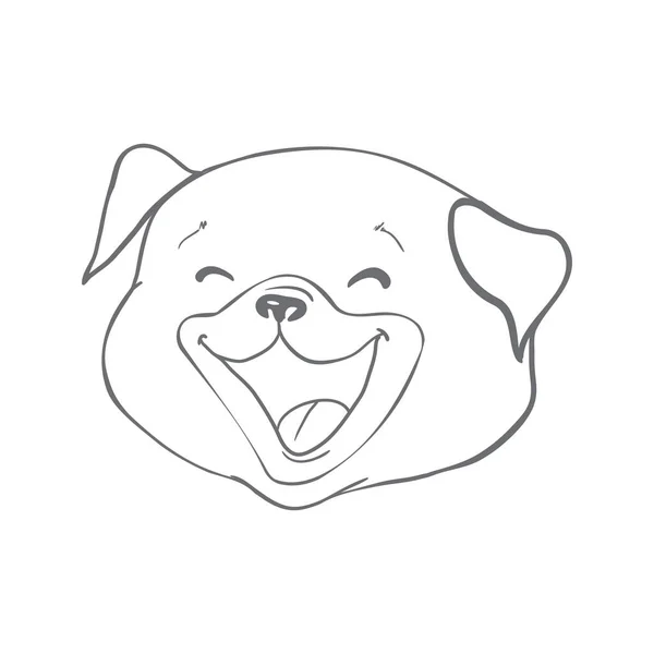 Собачий Эскиз Руки Нарисованный Счастливым Мопсом Векторная Иллюстрация — стоковый вектор