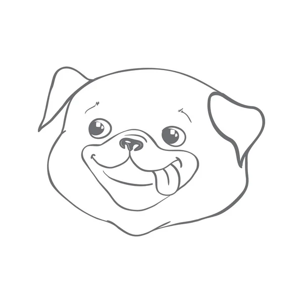 Собачий Эскиз Руки Нарисованный Счастливым Мопсом Векторная Иллюстрация — стоковый вектор