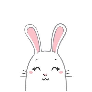 Tavşan yakın plan eskizi, beyaz arkaplandaki kontür dışarı fırlayan kulaklar gibi görünüyor namlunun önünde görünür