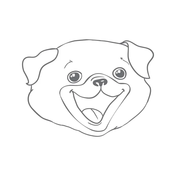 Esboço Cão Uma Mão Desenhada Pug Moda Feliz Ilustração Vetorial —  Vetores de Stock