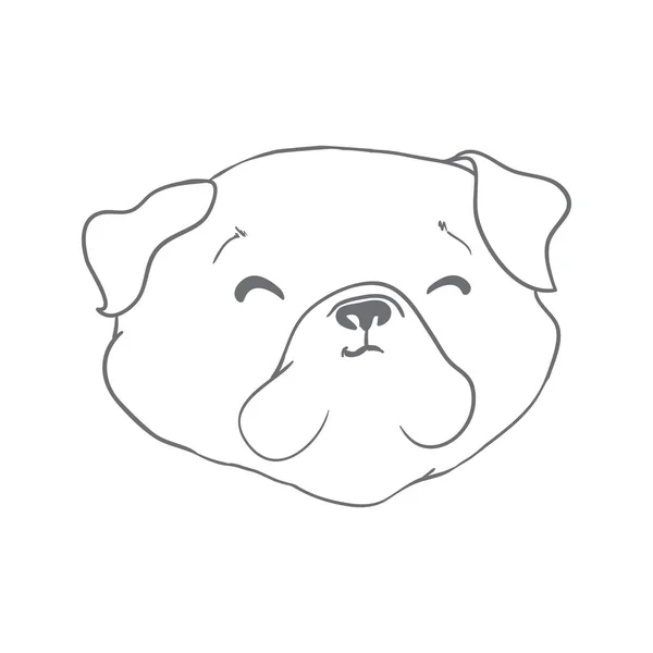 Dog Sketch Hand Drawn Happy Fashionable Pug Vector Illustration — Stock Vector
