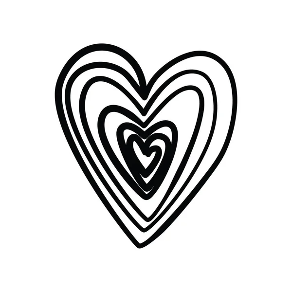 Vector Illustration Hand Drawn Heart Charcoal Heart — Stock Vector