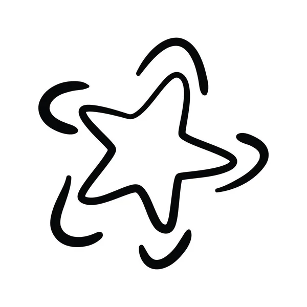 Una Estrella Icono Miniatura Icono Negro Vectorial Dibujado Mano Sobre — Vector de stock