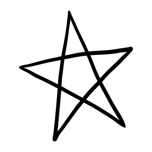 Hvězda Nebo Ikona Miniatury Ručně Kreslený Vektor Černá Ikona Bílém — Stockový vektor