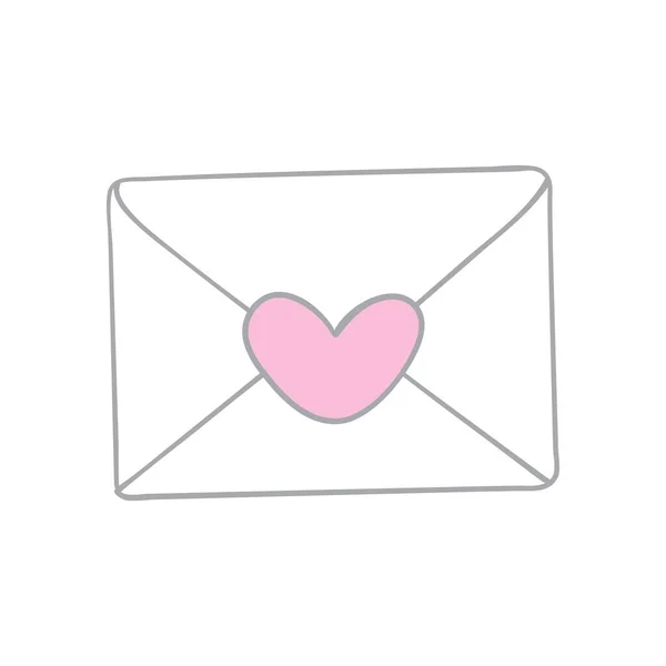 Lettera Con Cuore Messaggio Amore Busta Illustrazione Vettoriale Isolata Sfondo — Vettoriale Stock