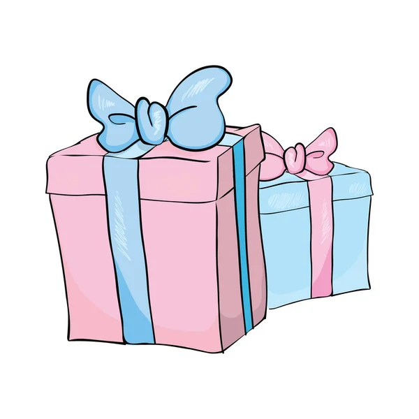 Gift Box Christmas New Year Pink Blue Gift Box White — Stock Vector