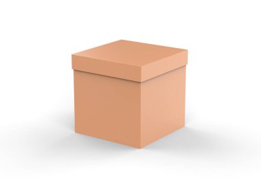 Kahverengi kare karton ambalaj kutusu modeli, Kraft kağıt kutusu izole edilmiş beyaz arkaplan üzerinde şablon oluşturur, 3d illüstrasyon