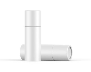 Beyaz kağıt tüp, izole edilmiş beyaz arkaplan üzerinde teneke kutu modelleme şablonu, tasarım sunumu için hazır, 3d illüstrasyon