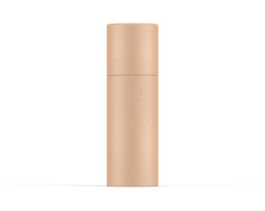 İzole edilmiş beyaz arkaplan üzerinde kahverengi kağıt baskı kutusu şablonu, tasarım sunumu için hazır, 3d illüstrasyon