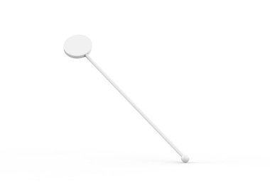 Kokteyl, moktail, çay, meyve suyu, kahve ve alkol için karıştırıcı şablonu, markalaşma için promosyon karıştırıcı çubuğu, 3D illüstrasyon