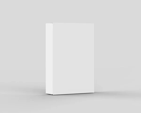 Modello Modello Scatola Cartone Bianco Bianco Vuoto Sfondo Bianco Isolato — Foto Stock
