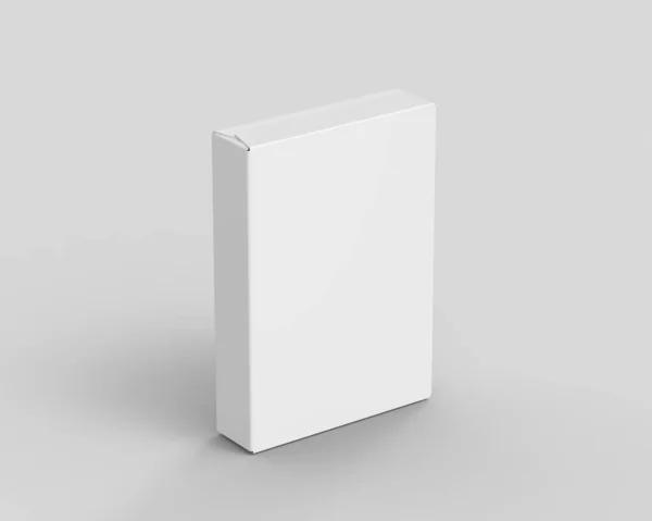 Plantilla Maqueta Caja Cartón Blanco Blanco Sobre Fondo Blanco Aislado — Foto de Stock